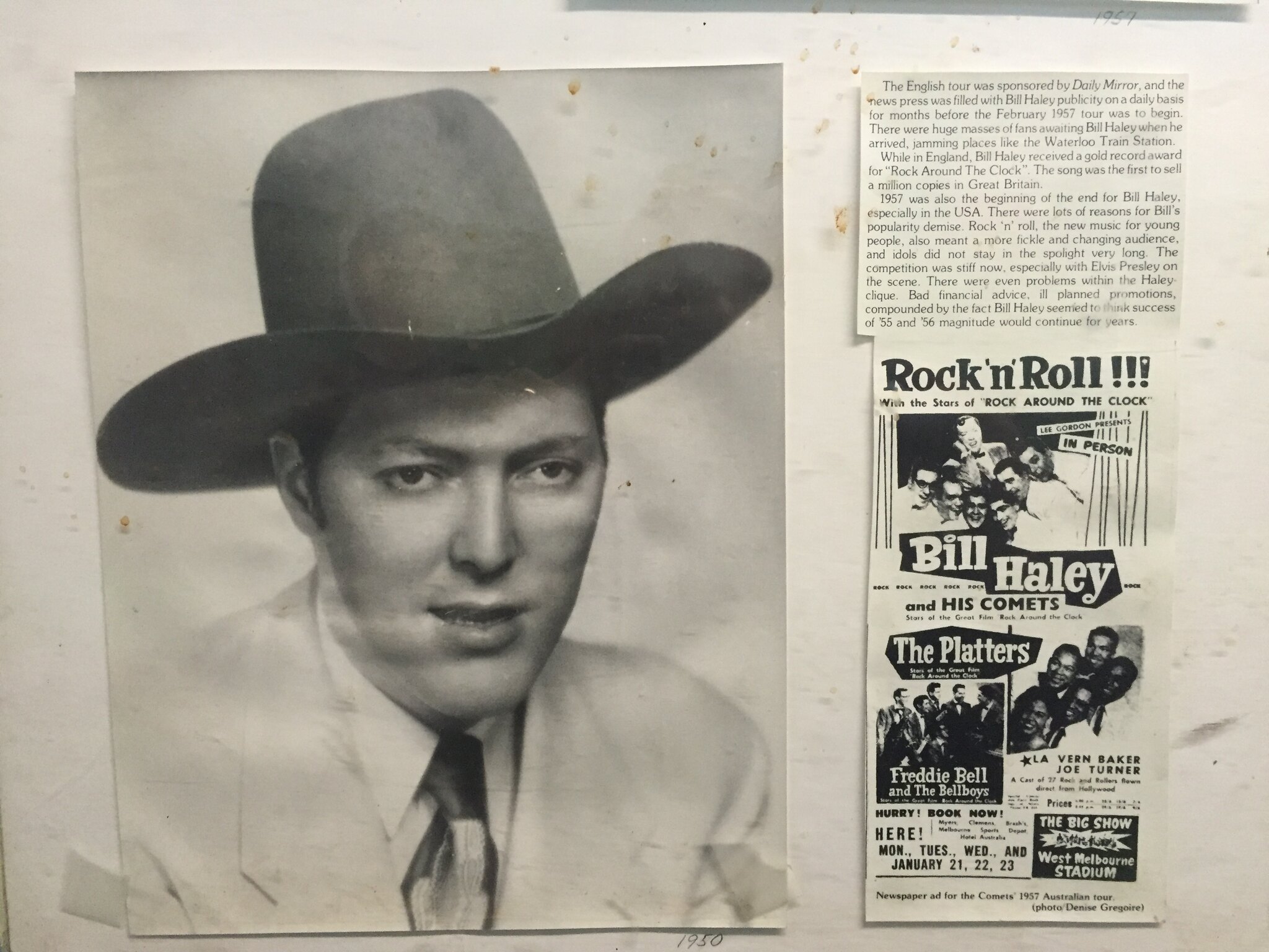 Bill Haley, 1950 — the cowboy-hat years, with the 1957 Australian tour ad